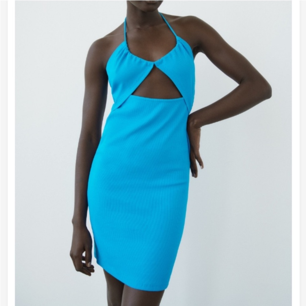 NWT ZARA ribbed cutout tie tank dress